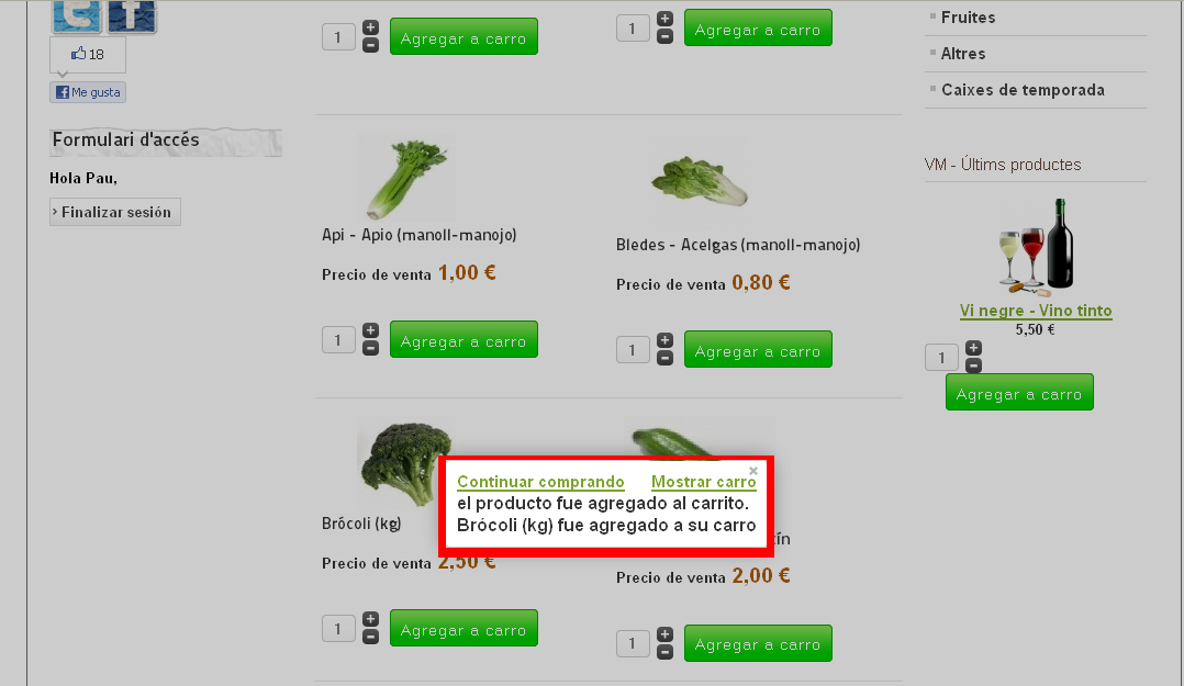 Manual de compra online de verdura ecològica Camp de Túria